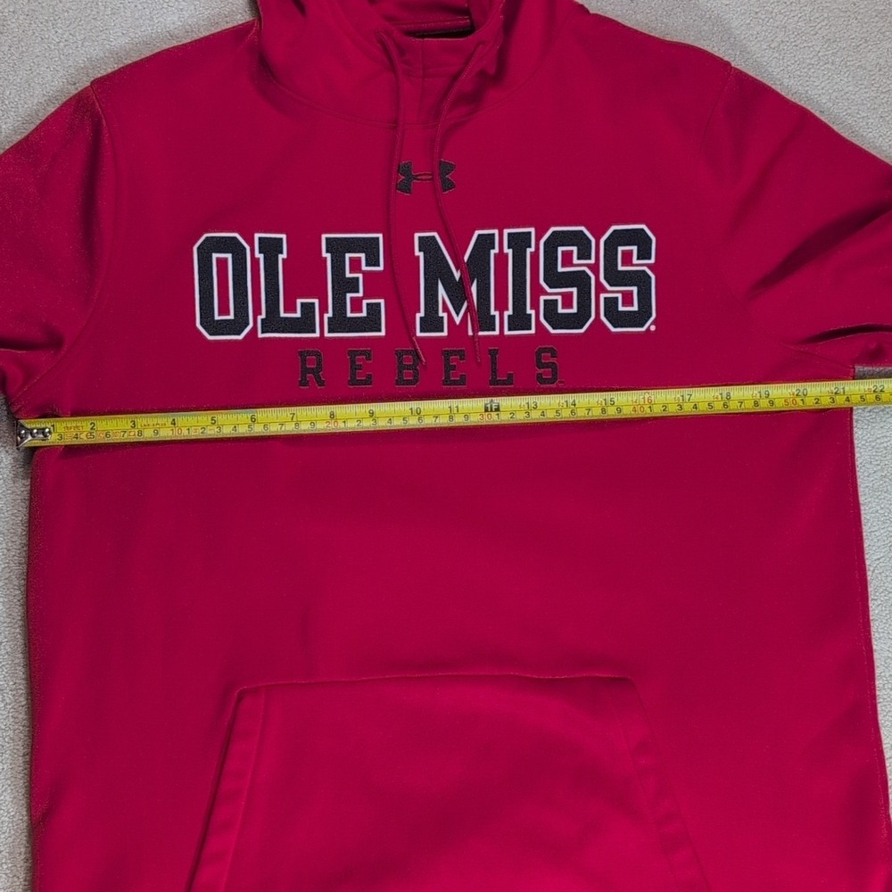 Under Armour Ole Miss Pullover Hoodie Men's Large Red Polyester Performance - Picture 4 of 10